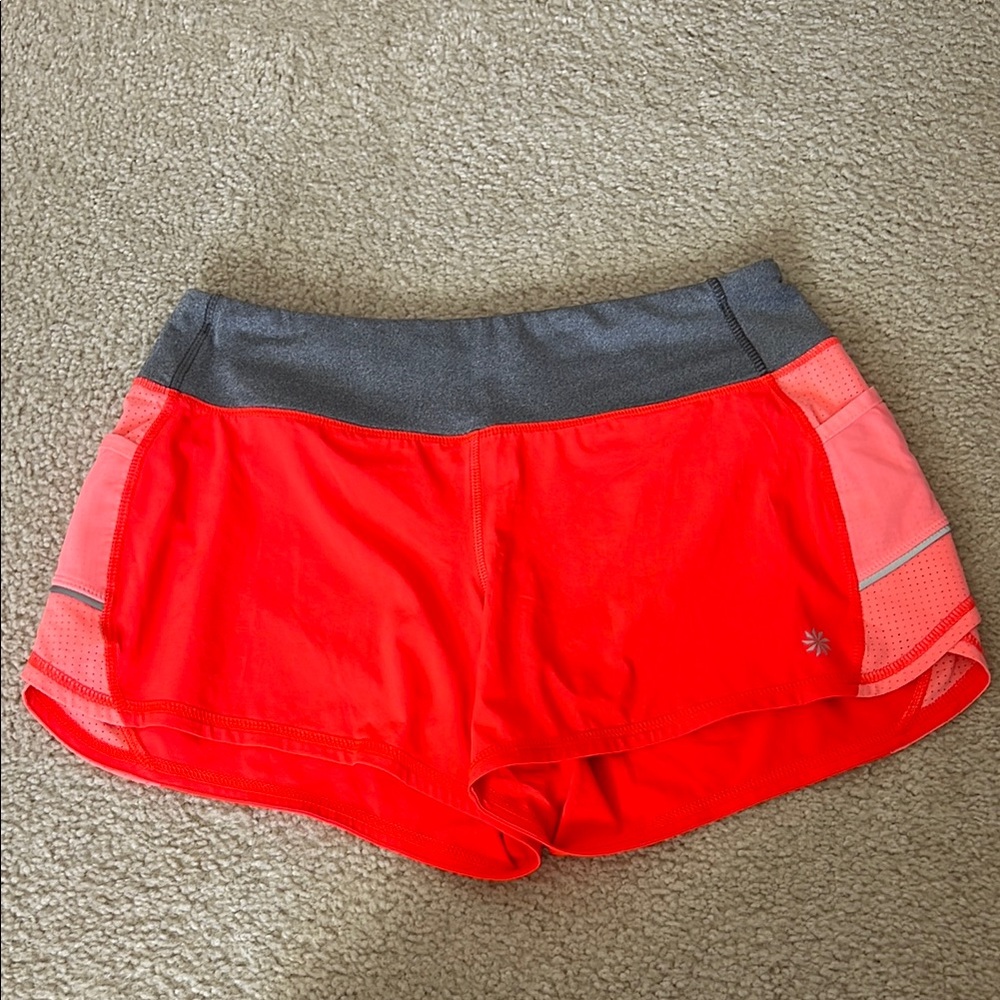 Athleta Coral Athletic Shorts with Gray Waistband
